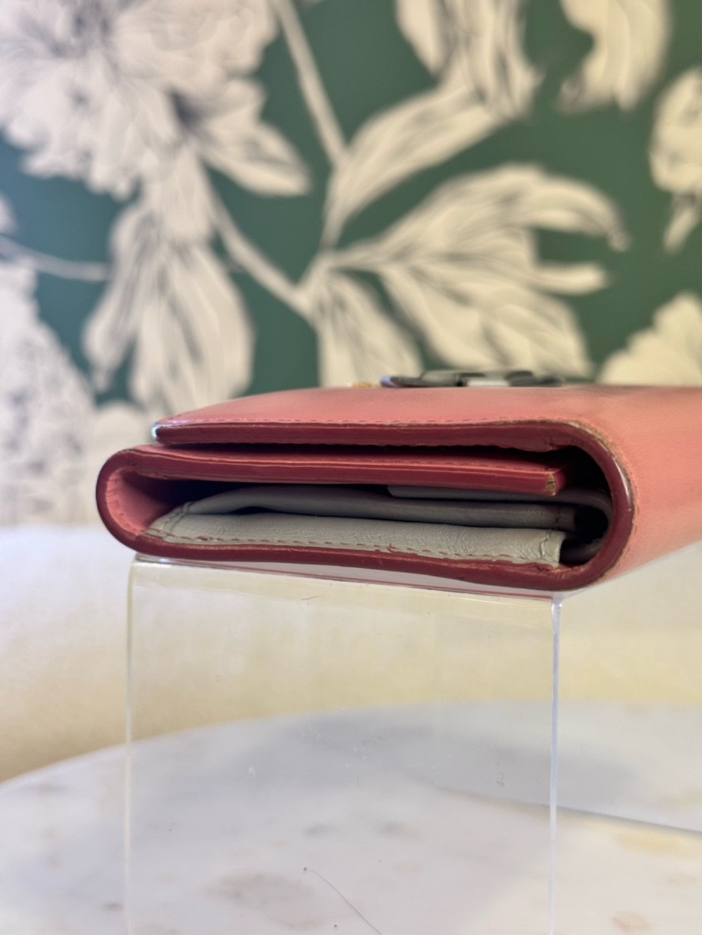 Miu Miu Pink Leather Bow Trifold Wallet EUC - Picture 7 of 13